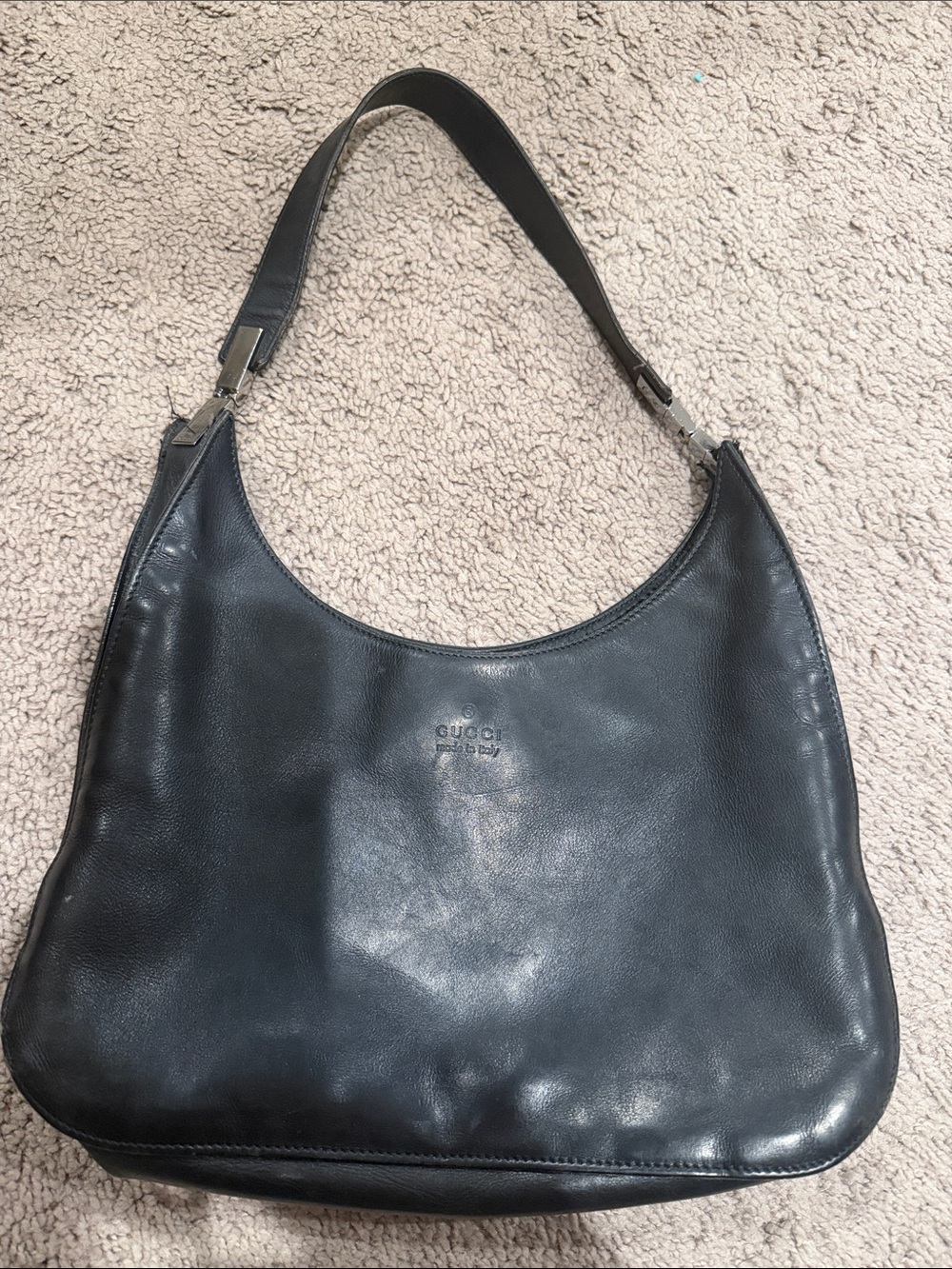 Gucci Black Leather Shoulder Hobo Bag